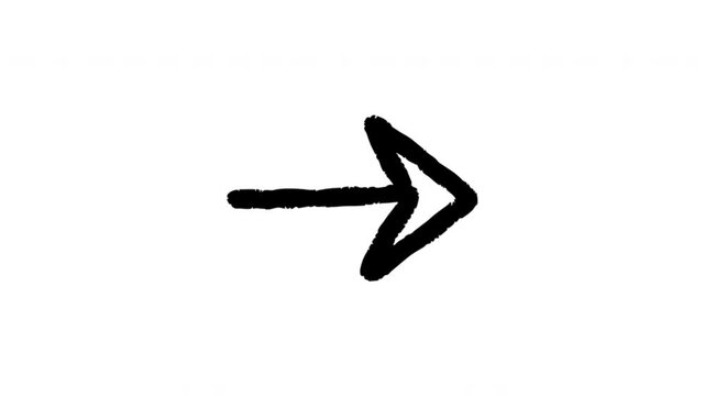 Right Arrow For Navigation And Direction Hand-Drawn Doodle Animation With Alpha Channel. Forward Arrow And Next Button, Transparent Background. 4K Loop Hand Drawn Icon.