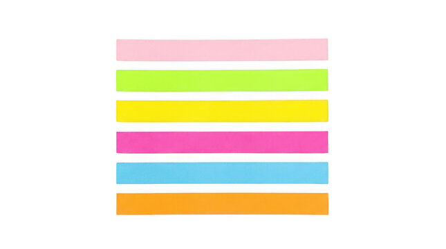 Set of colorful sticky note paper strips isolated on transparent background