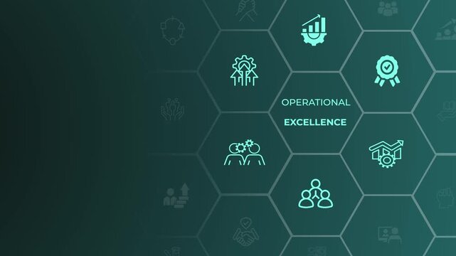 Operational excellence concept on the gradient background. Industrial management in efficiency and efficient process. Animation of Lean cost and productivity growth. 