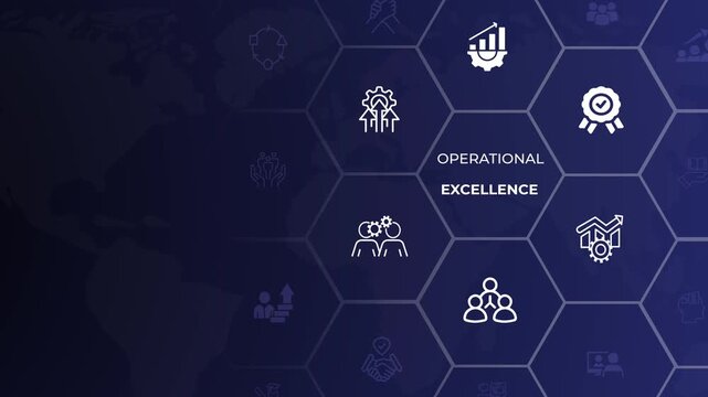Operational excellence concept on the gradient background. Industrial management in efficiency and efficient process. Animation of Lean cost and productivity growth. 