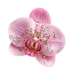 Fototapeta premium Elegant jeweled pink orchid blossom.