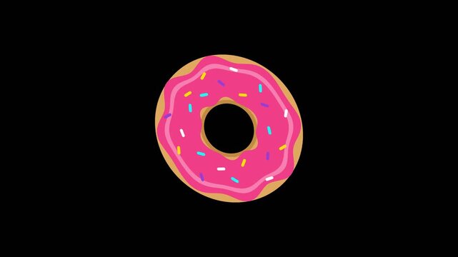 Animated Cartoon Donut With Sprinkles Motion Graphic