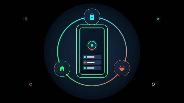Abstract Mobile App Smart Home Interface Animation