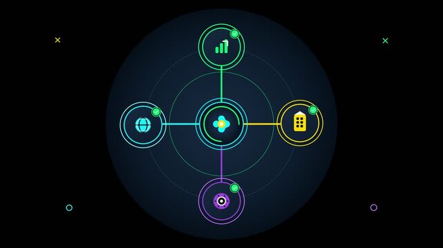 Abstract Digital Interface With Animated Connection Nodes