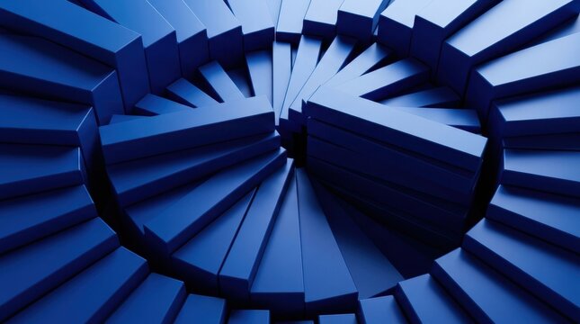 Abstract Blue 3D Render Geometric Spiral Background Template for Tech Design