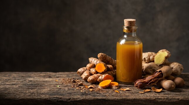 Traditional Herbal Tonic with Turmeric Ginger and Tamarind Still Life