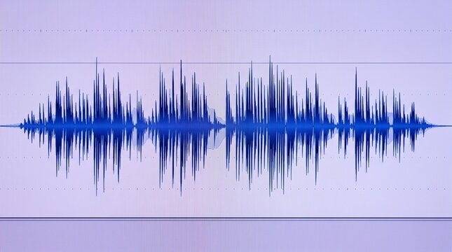 Detailed blue audio waveform displayed on digital editing screen interface background