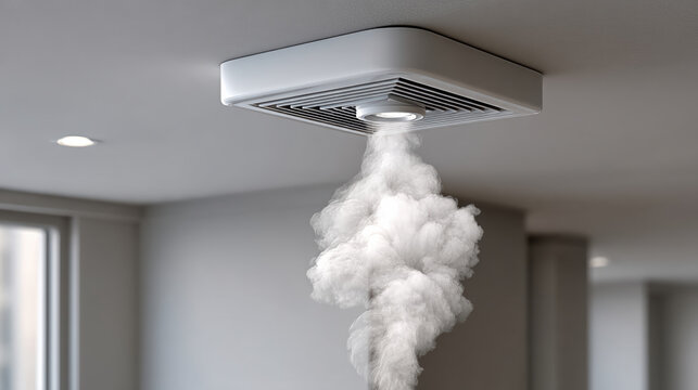 Ceiling ventilation grille modern air vent white smoke interior home clean airflow technology safety