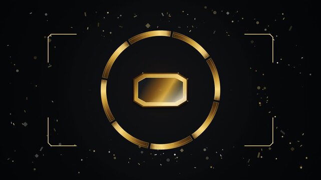 Ultra luxury black and gold promotional motion graphics background for Cyber Week and Black Friday campaigns. Features precision 3D-beveled octagonal medallion, interlocking segmented mechanical gold