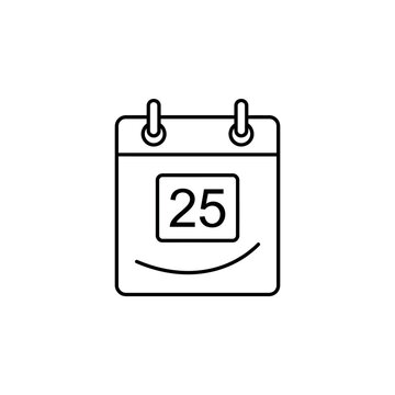 Thin monoline calendar date line icon