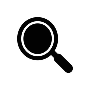 Solid black glyph search magnifying glass icon