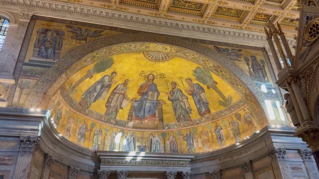 Apse Mosaic in Papal Basilica of Saint Paul Outside the Walls, Rome, Italy