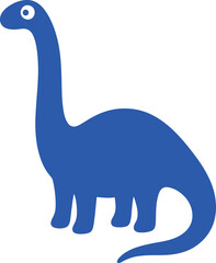 A simple blue cartoon dinosaur illustration with a long neck isolated on a plain white background © abu sharif