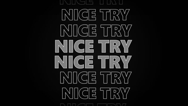 Kinetic typography animation featuring repeating text on black background