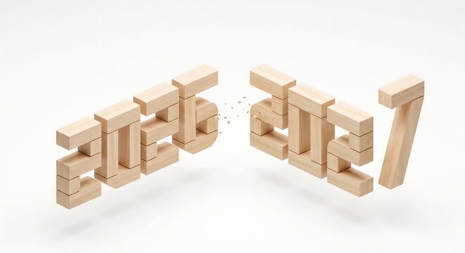 Year 2027 New Beginning and 2026 Change Concept Made of Wood Blocks