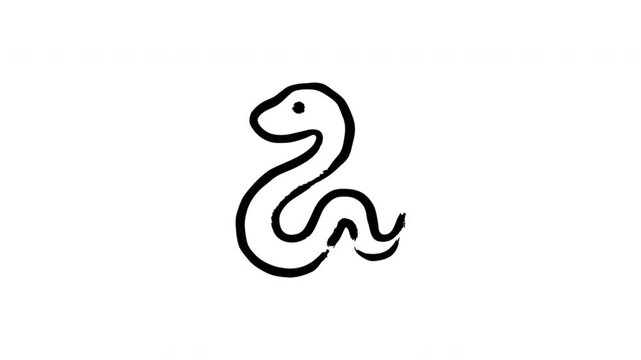 Snake For Wildlife Education And Reptile Topics Hand-Drawn Doodle Animation On Transparent Background. Serpent Symbol And Animal Nature Use. Seamless Animated Icon. 4K Video Overlay Element.