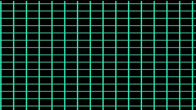Minimalist cyan grid pattern on a black background, perfect for digital design, tech themes, retro aesthetics, or virtual digital grid animation a black background...