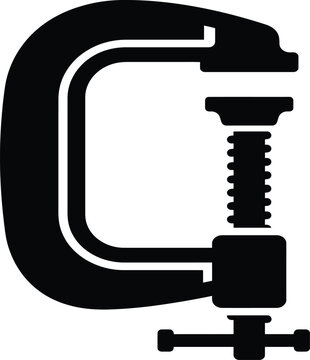 Black c clamp tool icon for construction and woodworking projects