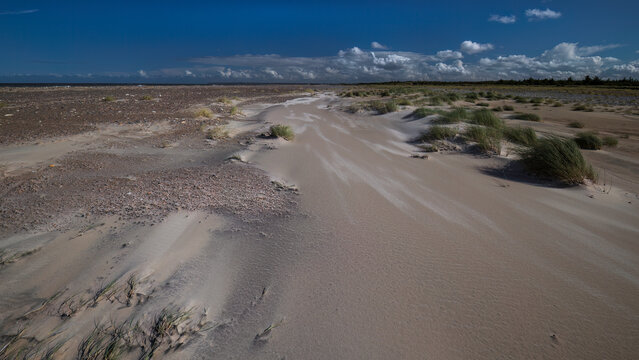 Aufnahme von Sandverwehungen an der Nordseek&uuml;ste.