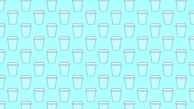 Abstract pattern of blue coffee cups
