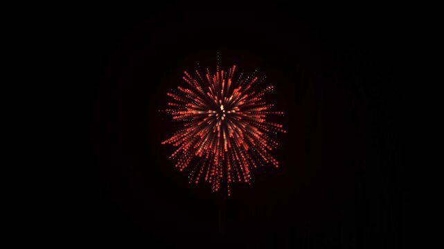 Realistic Red Fireworks Burst, Festive Celebration Motion Background