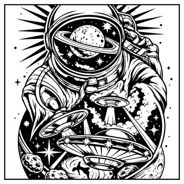 Cosmic Astronaut Tattoo Patch