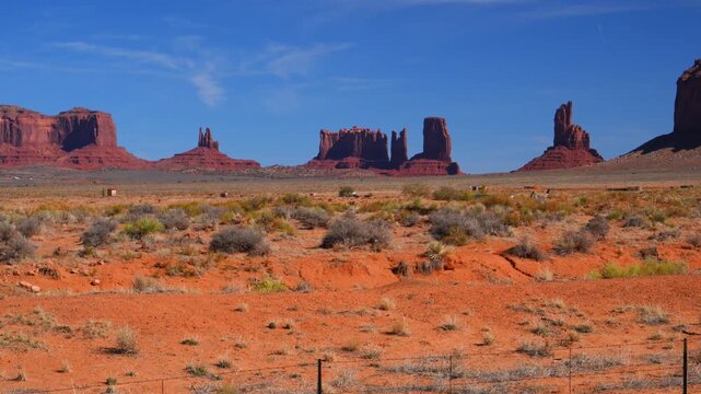 Monument Valley, located on the border between the states of Arizona and Utah