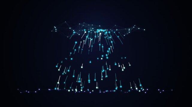 Abstract digital network connections forming glowing geometric pattern against deep space