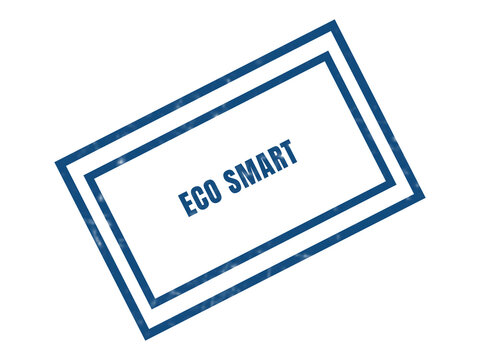 Eco Smart blue rectangular stamp or badge design