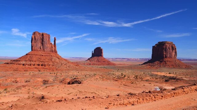 Monument Valley, located on the border of Arizona and Utah in the United States, within the Navajo Nation reservation.
