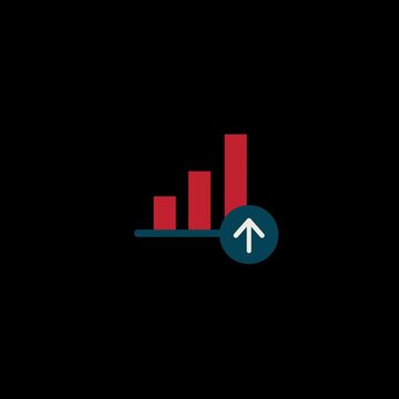 Economy and finance animated icons with alpha channel - Graph bars with increase and decrease arrow 1080 x 1080