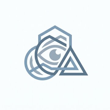 Abstract Geometric Eye And Shield Logo With Spiral Line Art Symbol Design