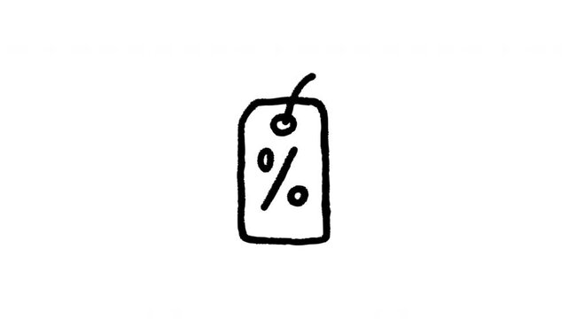 Price Tag For Discounts And Retail Promotions Doodle Animation With Alpha Channel. Sale Label And Shopping Offer. Animated Hand-Drawn Icon For Video Overlay 4K.