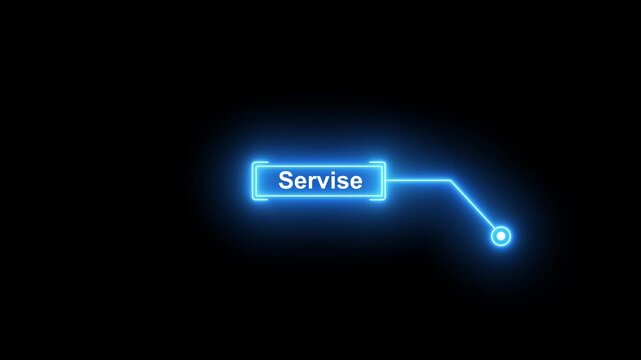 Neon blue hud callout with glowing pointer for digital interface and data visualization service animated on transparent background.