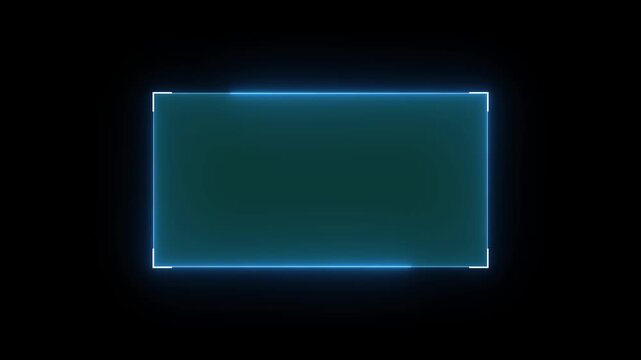 Futuristic neon HUD callout frame for digital interface. Sci fi HUD lower third with for broadcast titles.animation on transparent background.