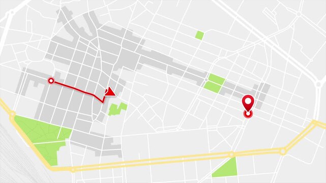 Parma Italy Animated City Map Showing Red Travel Route and Navigation Destination Pin