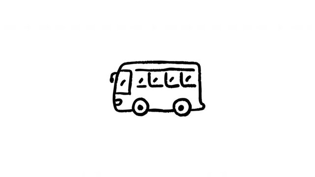 Food Truck For Mobile Catering And Street Food Service Wiggle Doodle Animation With Alpha Channel. Catering Vehicle And Mobile Restaurant, Transparent Background. 4K Loop Hand Drawn Icon.