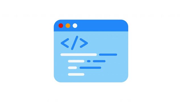 Animated Code Window Programming Icon on Transparent Background
