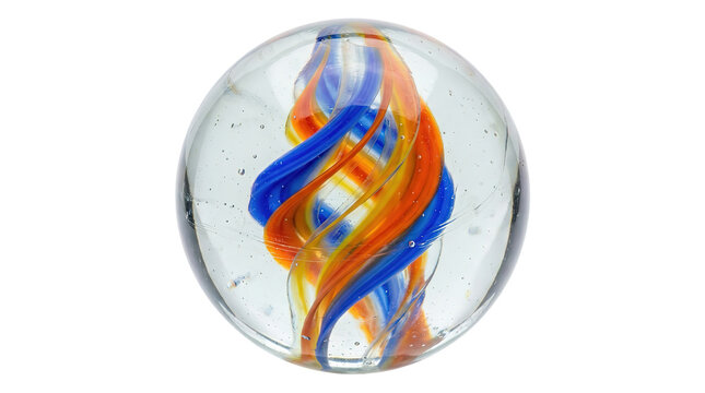 Vibrant swirling colors encased in a glass marble