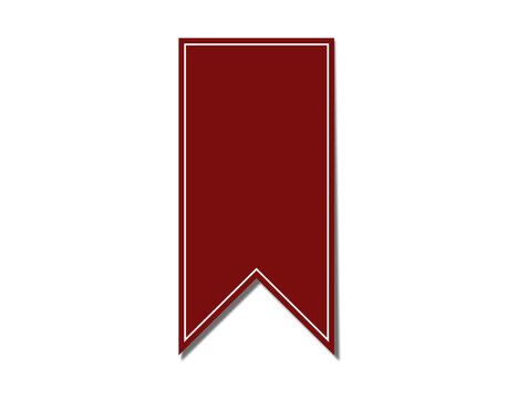 Red Ribbon Bookmark Banner with V Notched Tail and Double Outline for Award, Label, and Decorative Design