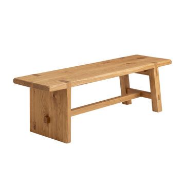 Wooden bench PNG illustration featuring a rustic solid wood furniture piece with clean joinery isolated on a white background.