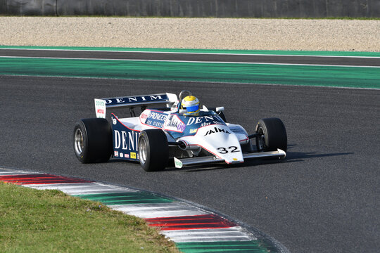 Scarperia, Italy - October 2th 2026: Osella FA1/B of year 1981 ex Jean Pierre Jarier drive by unknown in action during practice session at Mugello Circuit.