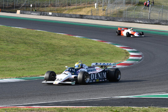 Scarperia, Italy - October 2th 2026: Osella FA1/B of year 1981 ex Jean Pierre Jarier drive by unknown in action during practice session at Mugello Circuit.