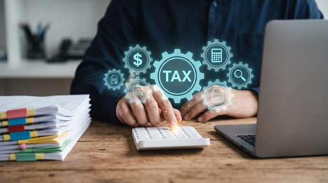 Tax accountant manages tax planning and compliance by reviewing financial records, calculating deductions, preparing returns, and supporting accurate filing, accounting, audit, financial management.
