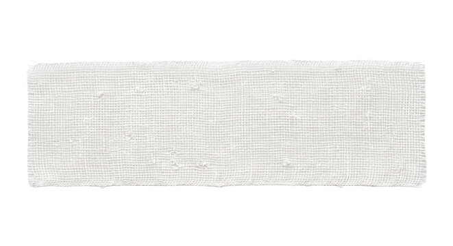 A single strip of sterile white medical gauze isolated on a clean white studio background