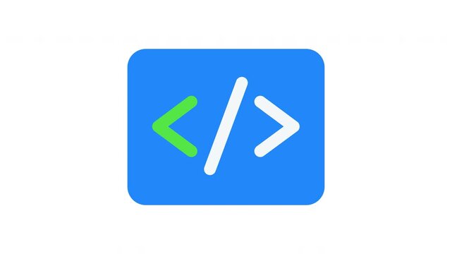 Animated Code Brackets Programming Icon on Transparent Background