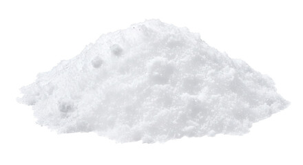 Fototapeta na wymiar A small pile of fresh white snow isolated on a clean white background for winter design projects