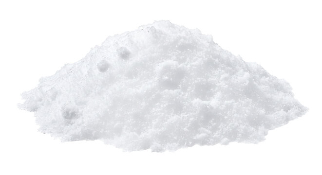 A small pile of fresh white snow isolated on a clean white background for winter design projects