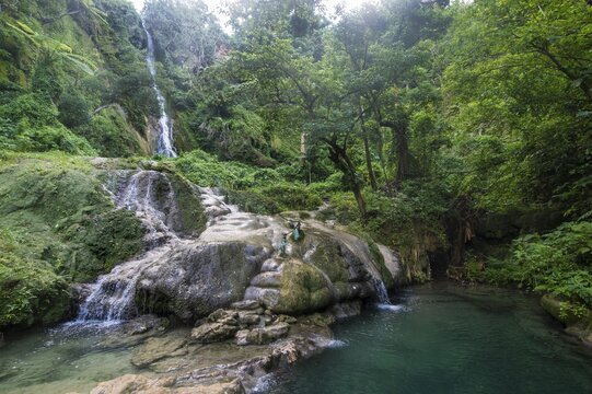 Waterfall and pools below Mele Cascades, Efate, Vanuatu