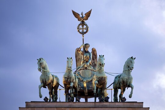 Illuminated Quadriga on the Brandenburg Gate, Berlin, Germany